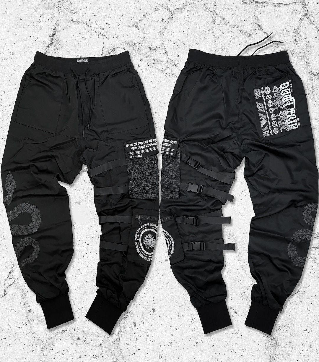 DON'T TRIP V1 DESIGN 002 Tactical Joggers // Joggers W/ Pocket //  Streetwear Clothing / All Year Festival Clothing / Joggers With Straps 