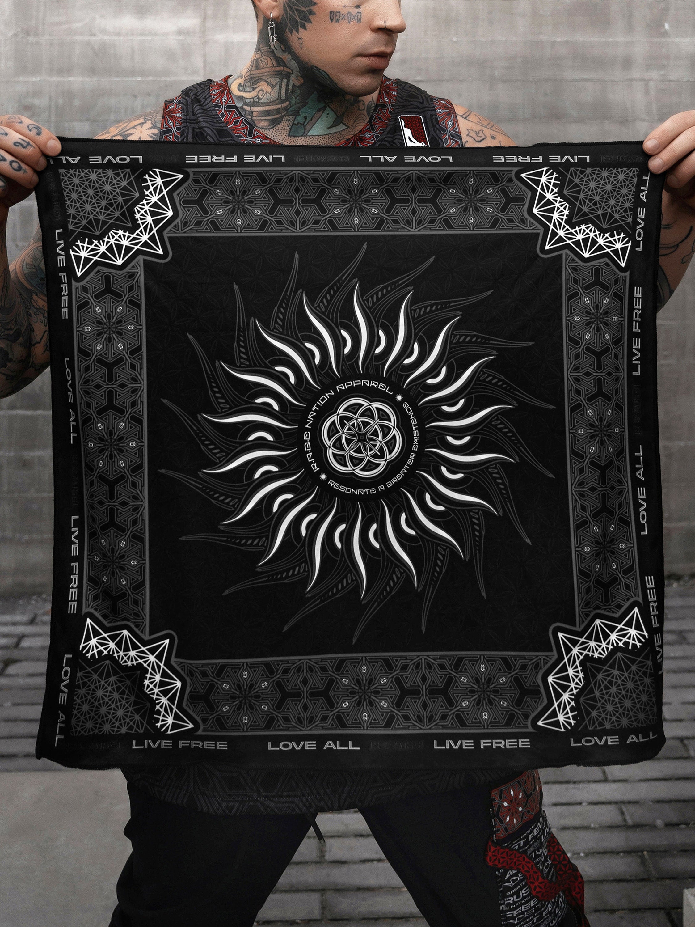 PROTECTED BY INTENT • Slate Double-sided Bandana / Festival Bandana / Face Mask