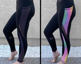 CHROMATIC SEQUENCE •  Reflective Yoga Pants / Leggings / Resonate Yoga / Men / Women / With Pockets / Pattern /Plus Size /All Size / Workout