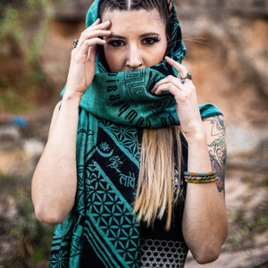 Love is Law Aquamarine // Festival Pashmina / Festival Shawl / Festival Scarf / Pashmina Festival / Festival Clothing / Rave image 5