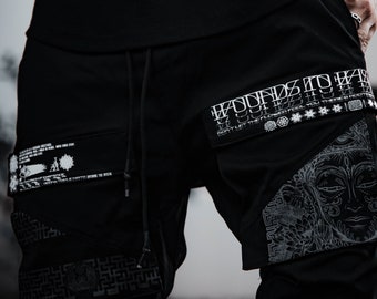 WOUNDS to WISDOM • Slim Fit Tactical Joggers w/ Hidden Pocket //Joggers w/ Pocket//Streetwear Clothing/Festival Clothing /With Straps