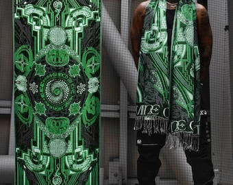 DIVINE GUIDANCE •  UV Green • Reversible Festival Shawl / Festival Pashmina / Festival Shawl / Festival Scarf / Pashmina Festival