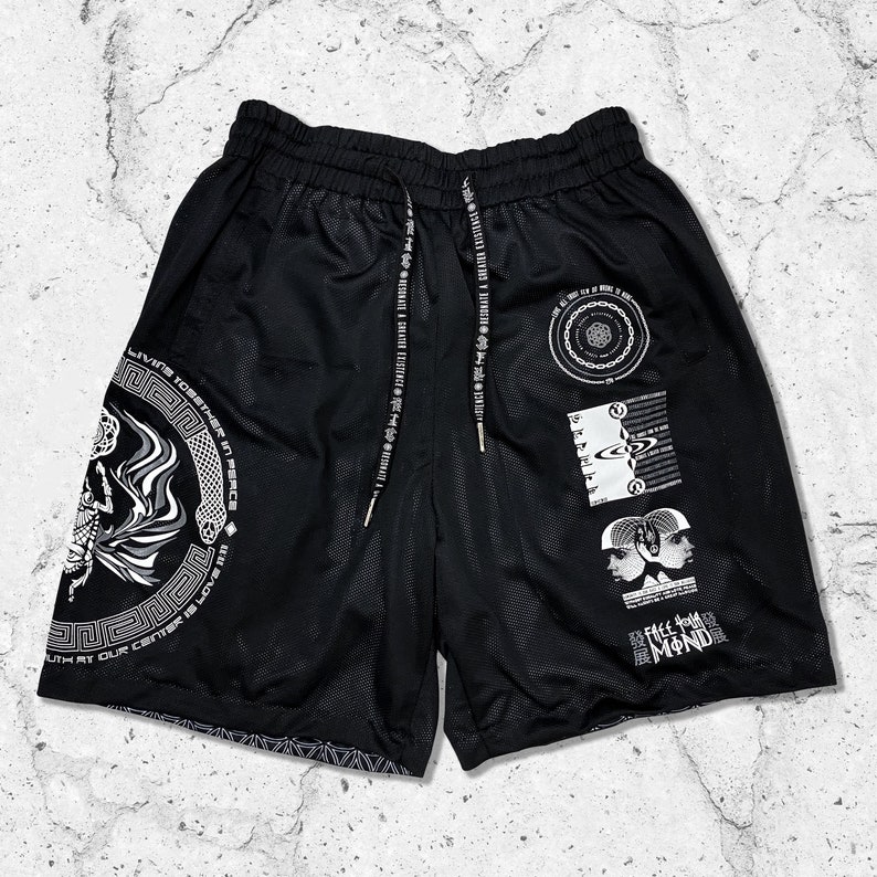 VỊSṲ∆Ɫ МЄ†∆ⱣῌØRS • Reversible Activewear Graphic Shorts / Men's Clothing / Pants / Shorts / Mesh Shorts // Festival Apparel // Loungewear 