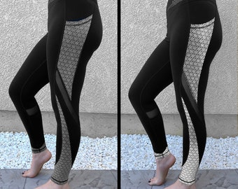 SILVER SEQUENCE • Reflective Yoga Pants / Leggings / Resonate Yoga / Men / Women / With Pockets / Pattern /Plus Size /All Size / Workout
