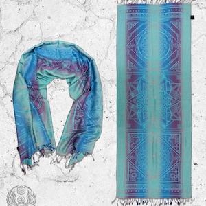 TEAL AMETHYST DHARMA • Reversible Festival Shawl / Scarf // Festival Pashmina / Festival Shawl / Scarf / Rave Apparel / Rave Accessories