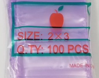 2030 PURPLE Original Apple Bags 2" x 3" 1000 bags/10pks