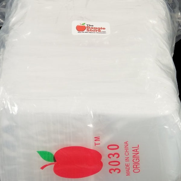 3030 CLEAR Original Apple Bags 3" x 3" 1000 bags/10pks