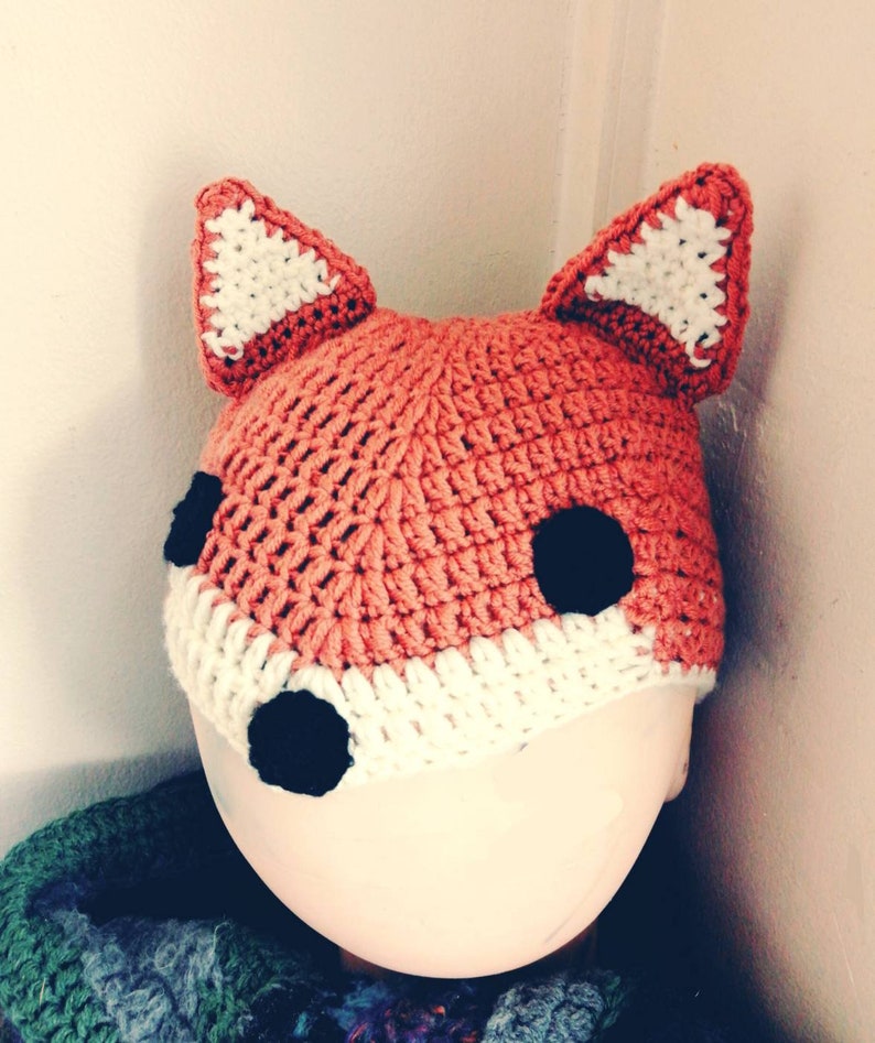 Crochet fox hat baby fox hat handmade beanie newborn to teenager fox hat. Dark Fox Hat photo prop