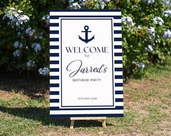 Nautical Themed Personalised Birthday Welcome Wooden Sign - Perfect for Sailing Birthday Parties