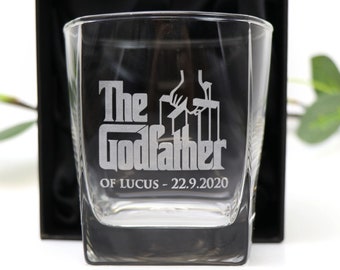 Engraved 280ml Quartet Whiskey Glass Personalised Gift for Godparents, Godmother or Godfather - Optional Gift Box