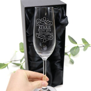 Personalised Engraved 215ml Birthday Champagne Glass - All Age - GIFT BOX OPTION