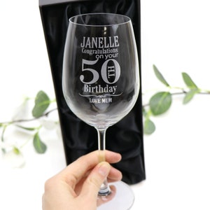 Personalised Engraved 350ml Birthday Wine Glass - All Age - GIFT BOX OPTION