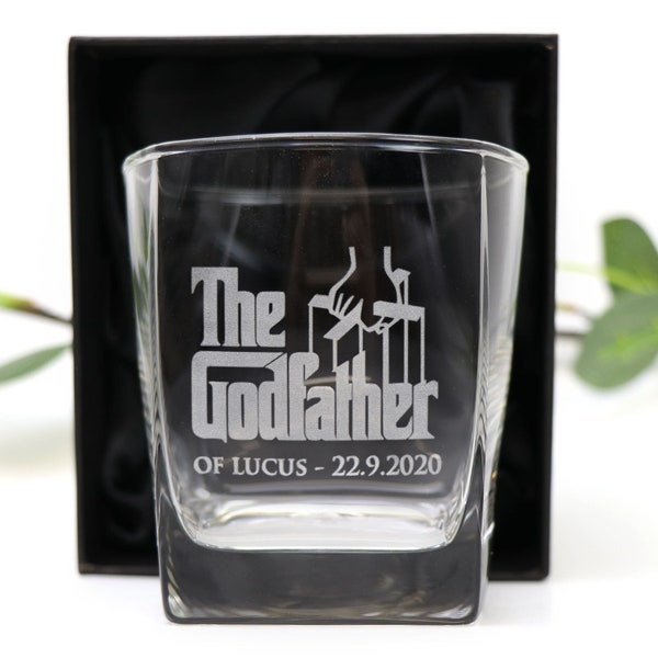 Engraved 280ml Quartet Whiskey Glass Personalised Gift for Godparents, Godmother or Godfather - Optional Gift Box