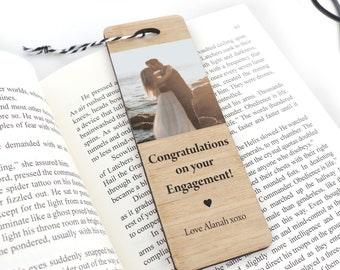 Personalised Bamboo Printed Photo Bookmark Engagement Wedding Gift