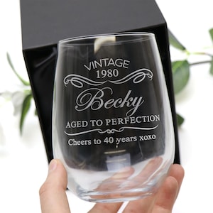 Personalised Engraved Birthday Stemless Wine Glass 500ml - Gift Box Option