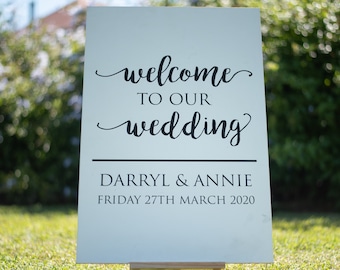 Personalised Wedding Welcome Sign - 6mm Thick Wooden Sign with 3 Colour Options - Wedding Decoration