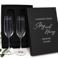 Engraved Double Champagne Glass Set Engagement Gift with Printed Gift Box product logo