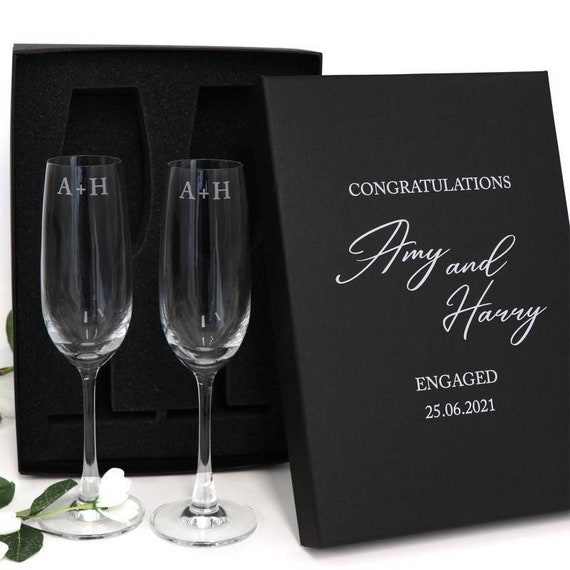 Corporate Engraved Twin Champagne Flutes