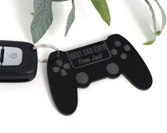 Personalised Video Game Controller Keyring Fathers Day Gift Dad Grandpa Pop