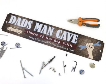 Dad's Man Cave Sign Printed Timber Fathers Day Gift Home Bar