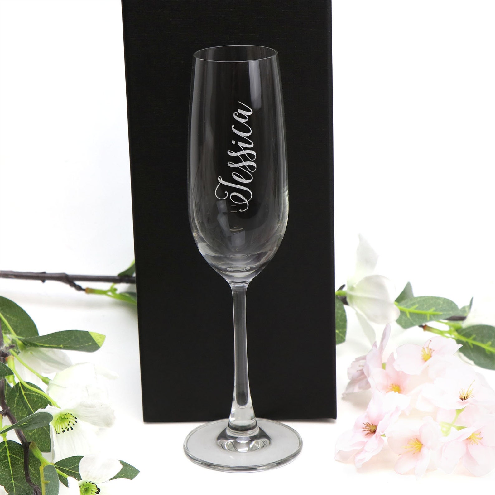 Engraved Champagne Glass with Stylish Calligraphy Name Design Etsy