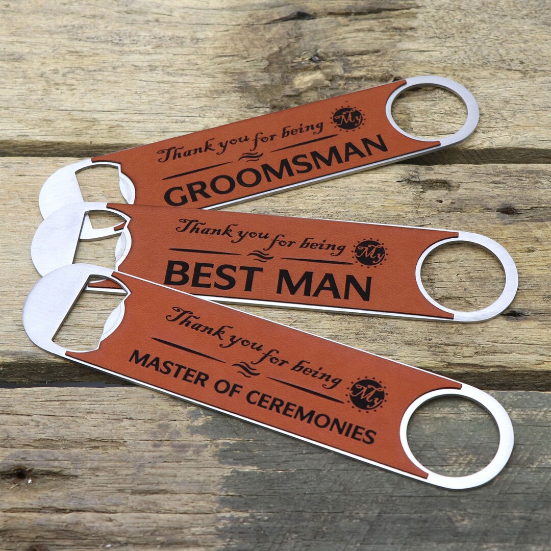 Engraved Stainless Leather Bottle Opener Thank You Bridal Etsy Australia