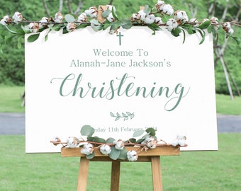 Personalised Landscape Welcome sign for Christening Baptism Naming Day Baby Shower or Gender Reveal