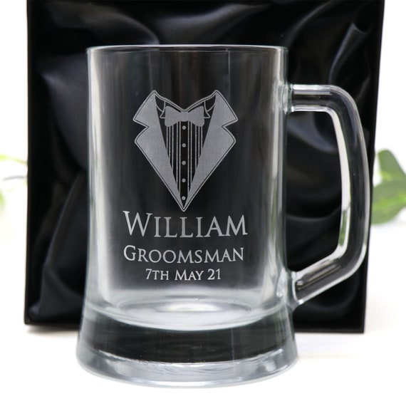 Personalised Engraved 500ml Beer Mug Glass Wedding Bomboniere Favor Gift -  Etsy Israel