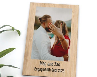 Personalised Wooden Magnet With Photo and Message For Engagement Wedding Gift