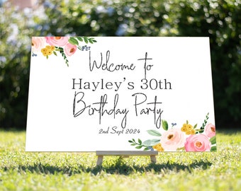 Personalised Birthday Welcome Wooden Sign - 6mm Thick Sturdy Sign - Perfect for Birthday Parties