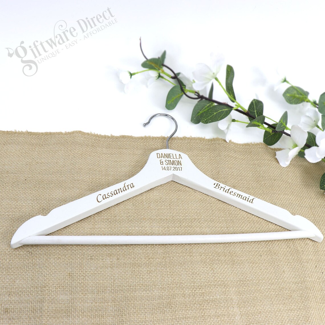 Engraved Personalised White Timber Coat Hanger Etsy