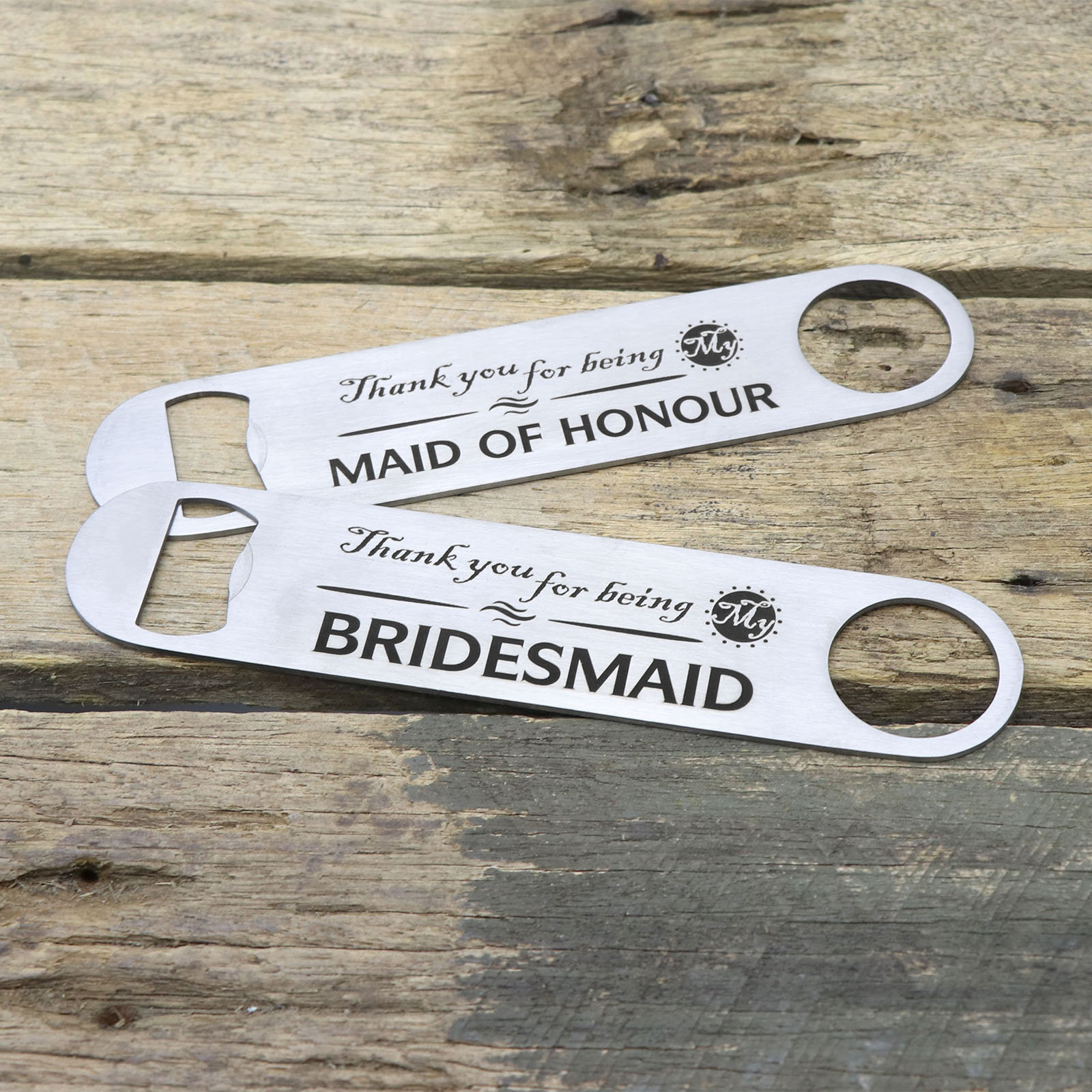 Engraved Stainless Steel Bottle Opener Thank You Bridal Party Etsy