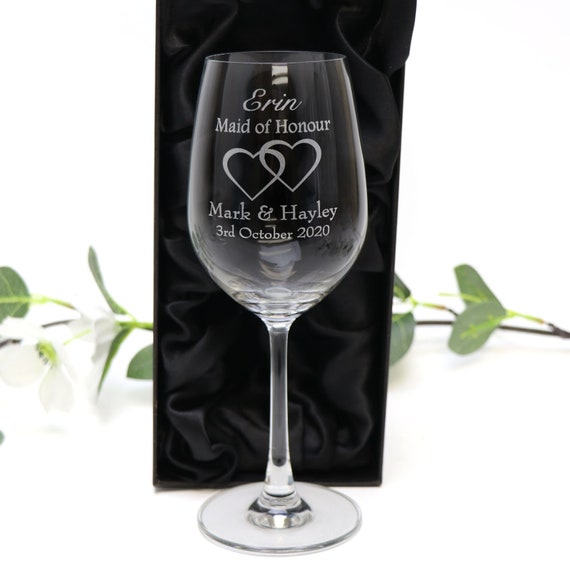 Personnalisé Gravé 350ml Verre à Vin Mariage Bomboniere Cadeau Faveur -   France