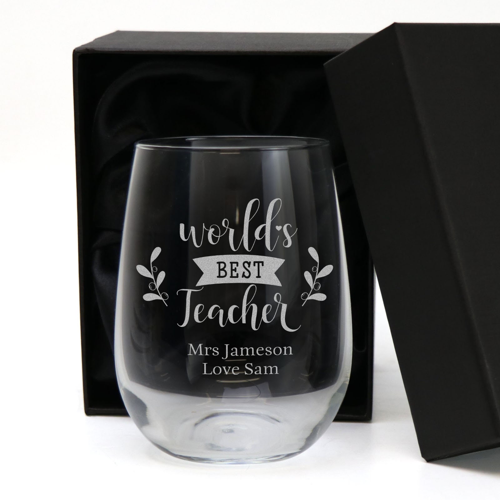 Personalised Stemless Wine Glass Teachers Gift End of Term