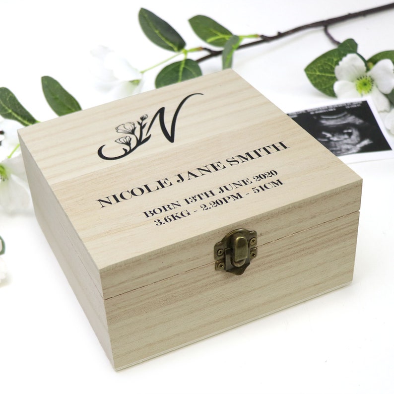 Personalised Printed Timber Baby Keepsake Box for Newborn Baby Gifts for New Mum and Dad image 3