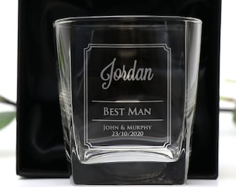 Personalised Engraved Whiskey Glass Wedding Favour Scotch Bourbon Groomsman Gift bomboniere