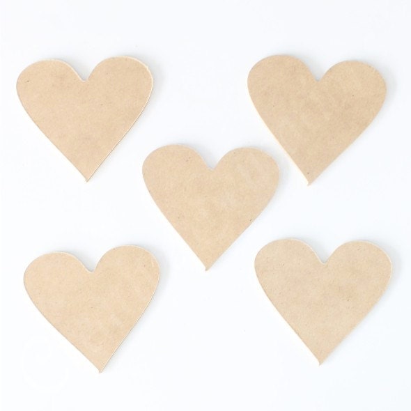 6 Pack of Unfinished 5 Wooden Hearts Made From Solid Lumber