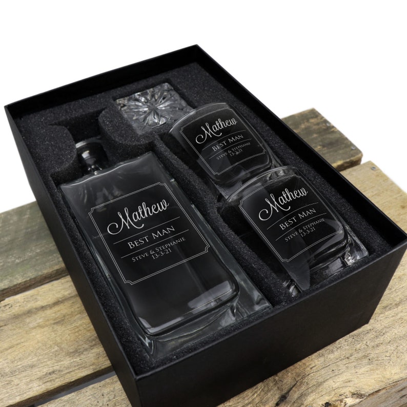 Engraved Whiskey Decanter Set With Two Whiskey Glasses Etsy Australia