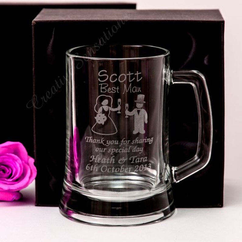 Engraved 500ml Beer Mug Gift Boxed Box Glass Wedding Etsy