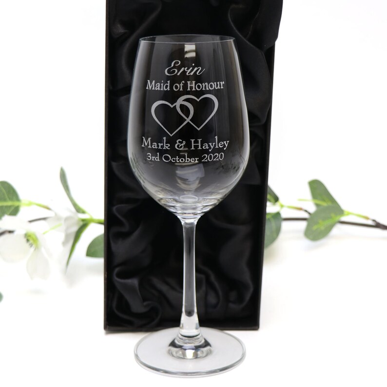Engraved 350ml Wine Glass Gift Boxed Box Wedding Personalised Etsy