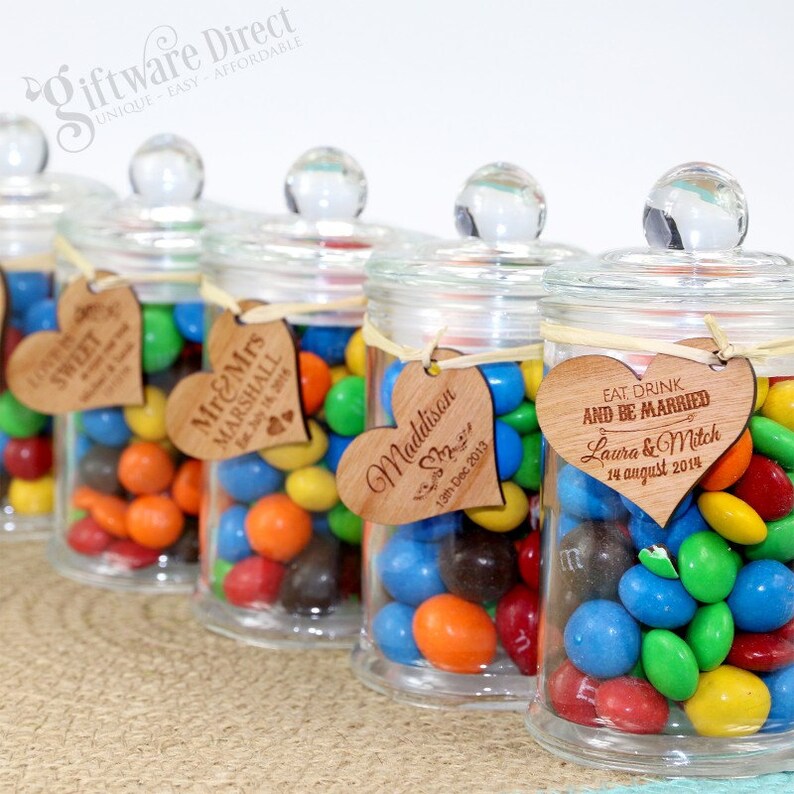 Glass Lolly Jar With Personalised Wooden Gift Tag Wedding Etsy Australia