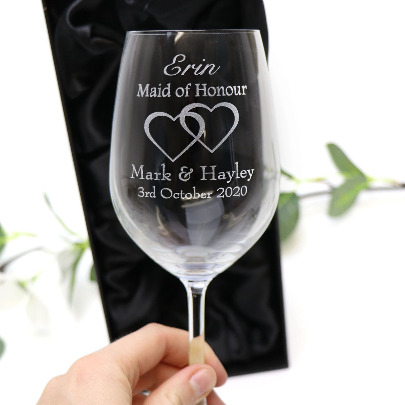 Engraved 350ml Wine Glass Gift Boxed Box Wedding Personalised Etsy