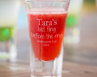 Engraved Hen's Party Themed 60ml Tall Boston Shot Glass For Bridal Shower Bachelorette Party