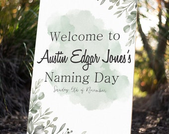 Personalised PortraitWelcome sign for Christening Baptism Naming Day Baby Shower or Gender Reveal