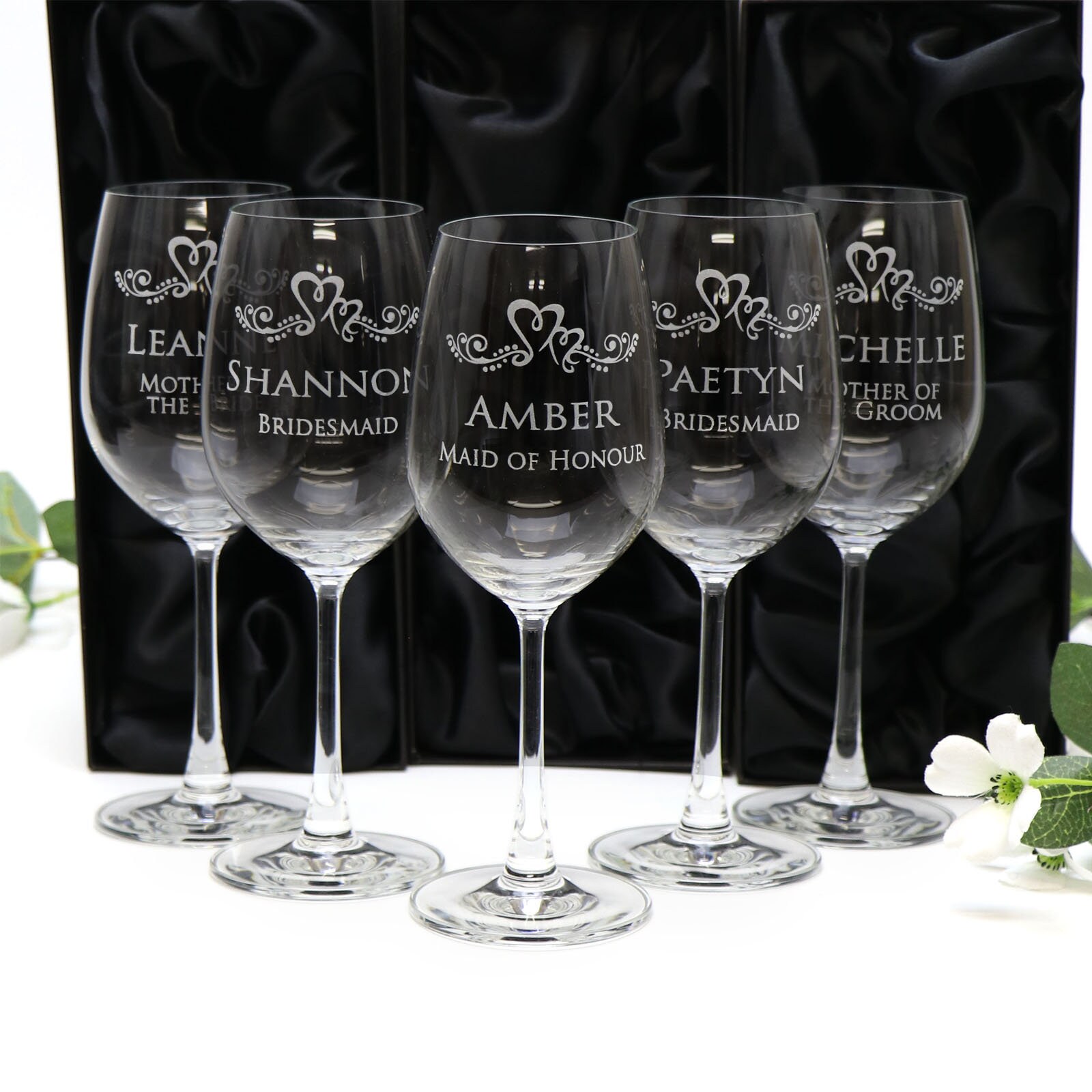 3x Personalised Wine Glasses 350ml Engraved Gift Wedding