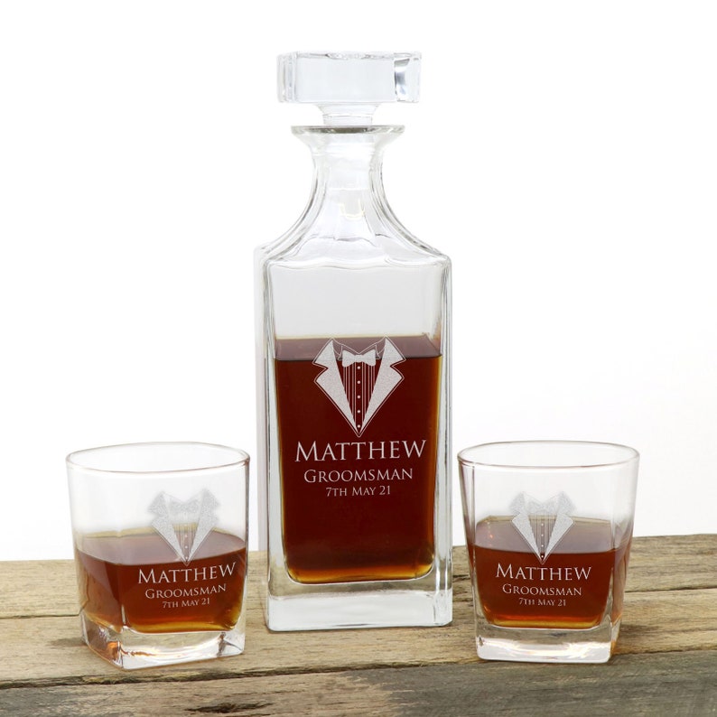 Engraved Whiskey Decanter Set With Two Whiskey Glasses Etsy Australia