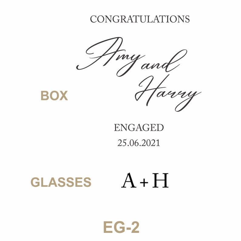 Engraved Double Champagne Glass Set Engagement Gift with Printed Gift Box image 5