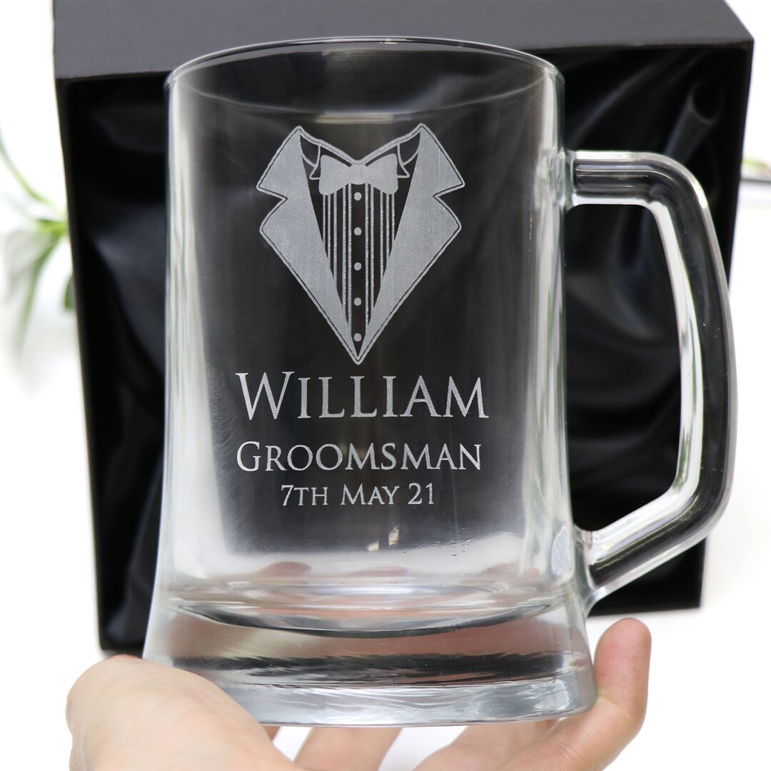 Engraved 500ml Beer Mug Gift Boxed Box Glass Wedding Personalised ...