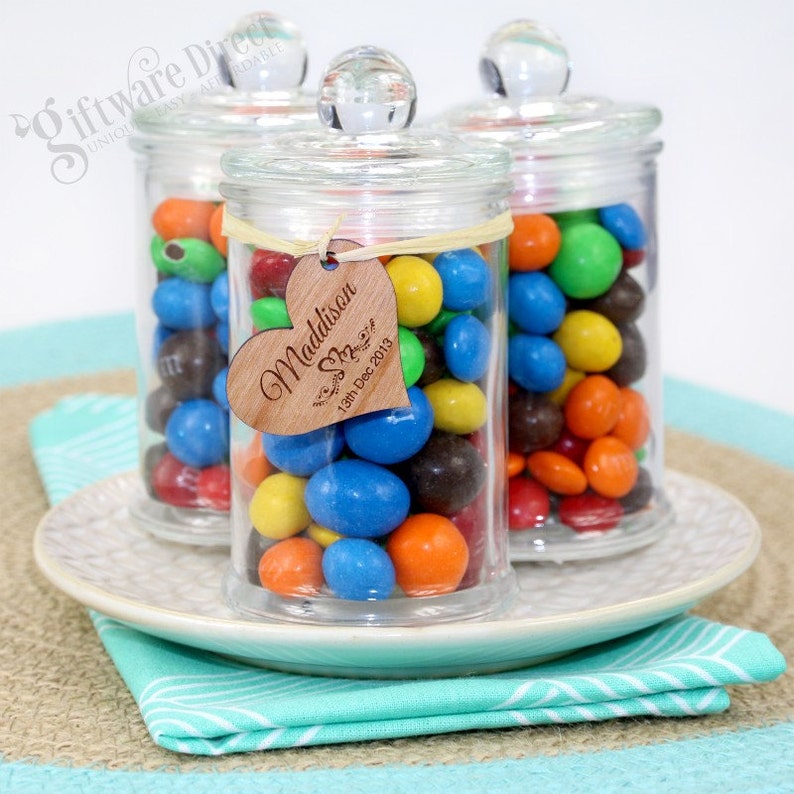 Glass Lolly Jar With Personalised Wooden Gift Tag Wedding Etsy Australia
