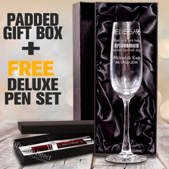 Engraved 215ml Champagne Glass Gift BOXED Box Wedding Etsy
